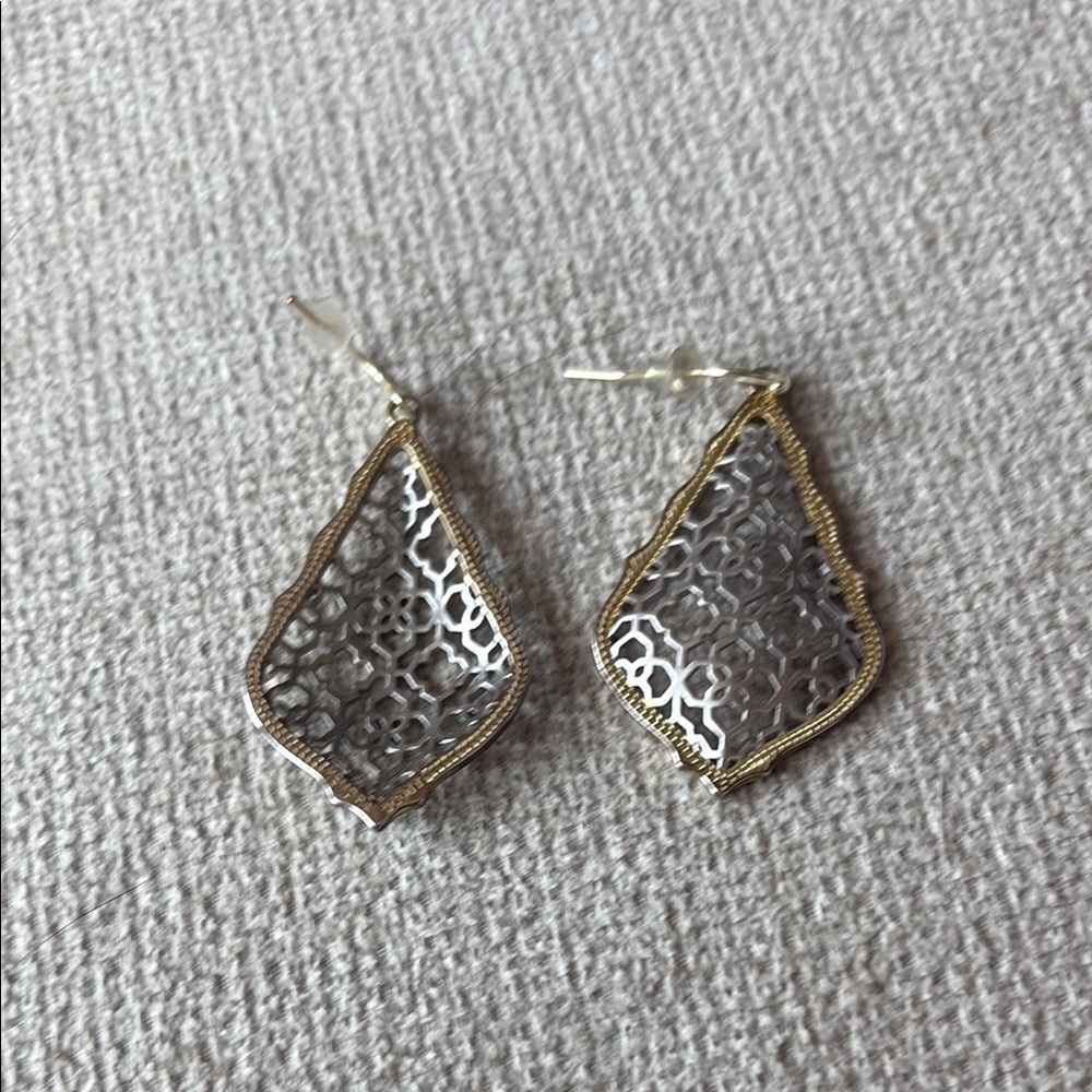 Elegant Gold and Silver Filigree Earrings